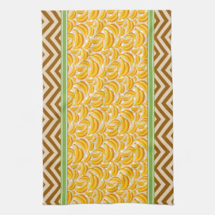 Cute Banana Polka Dot & Chevron Yellow Tea Towel