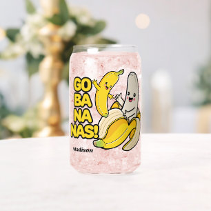 Cute Bananas custom name Can Glass