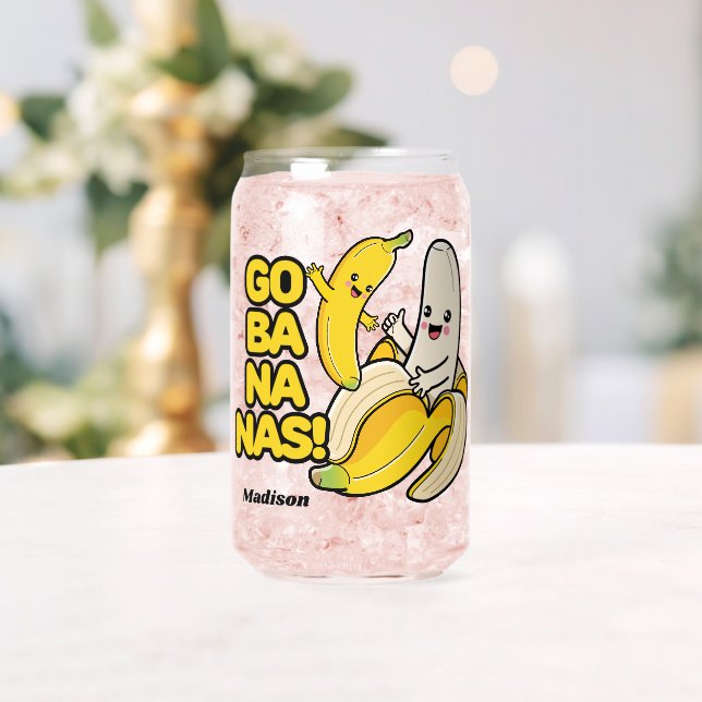 Cute Bananas custom name Can Glass (Insitu (Wedding))