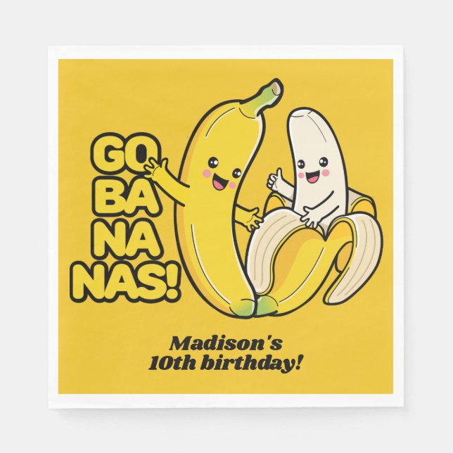 Cute Bananas custom text Napkin (Front)