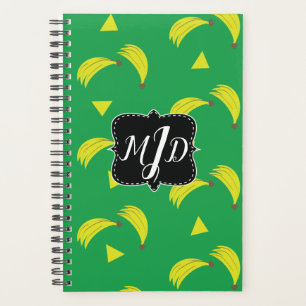 Cute Bananas Hand Drawn Green Yellow Pattern Planner