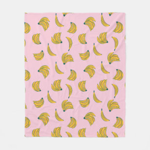 Cute bananas in pink background fleece blanket