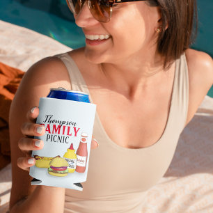 Cute Barbeque Picnic Family Reunion Custom  Can Cooler