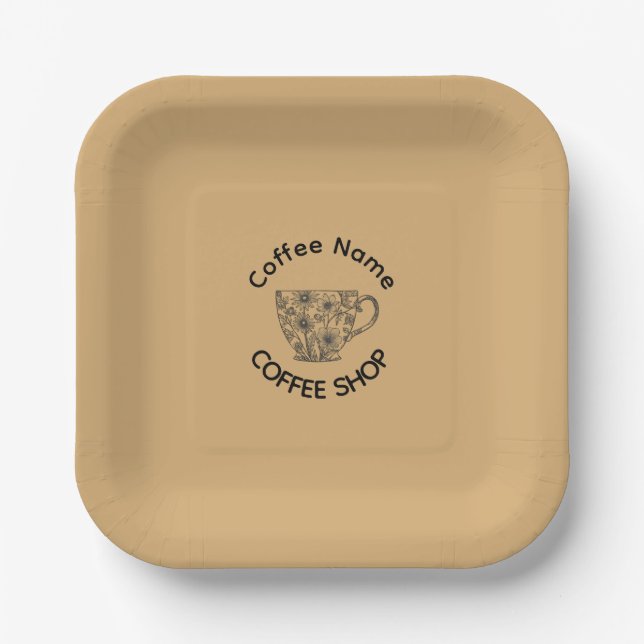 Cute Barista Obsessive Coffee café Paper Plate (Front)