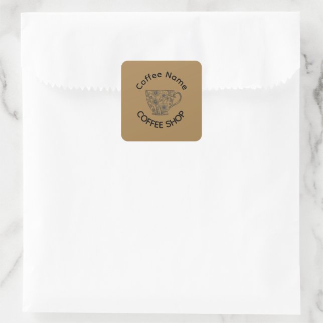 Cute Barista Obsessive Coffee café Square Sticker (Bag)