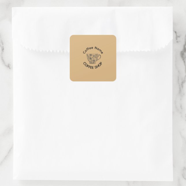 Cute Barista Obsessive Coffee café Square Sticker (Bag)