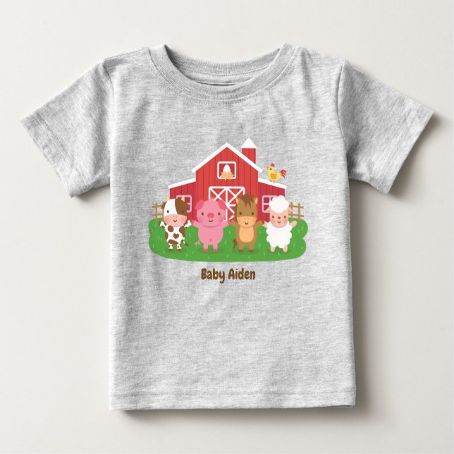 Cute Barn Farm Animals Baby Baby T-Shirt (Front)