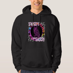 Cute Barn Owl 90s Nostalgia Rainbow Leopard Print Hoodie