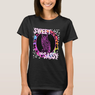 Cute Barn Owl 90s Nostalgia Rainbow Leopard Print T-Shirt
