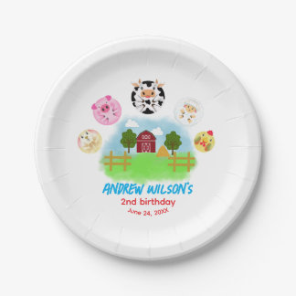 Cute Barn Yard Farm Party Animals Paper Plate