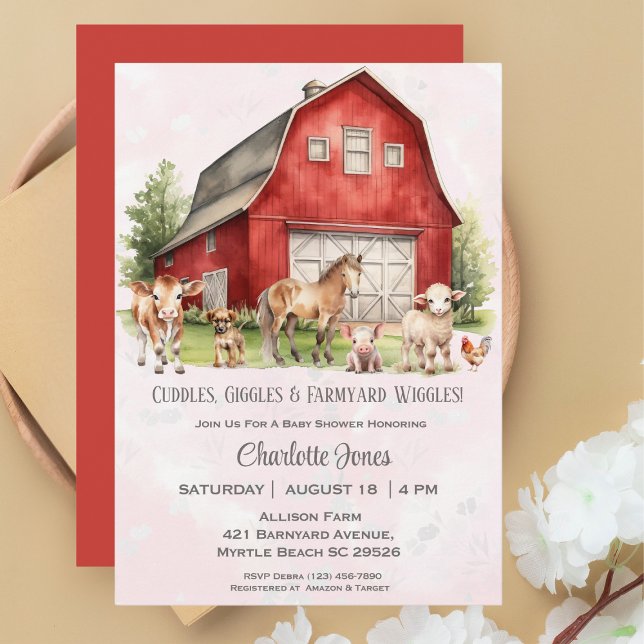 Cute Barnyard Animals Gender Nuetral  Baby Shower  Invitation (Creator Uploaded)