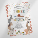 Cute Barnyard Farm 3rd Birthday Invitation<br><div class="desc">Cute barnyard petting zoo 3rd birthday invitations featuring a simple white background,  party confetti,  adorable farm animals including a cow,  goat,  pig,  sheep,  donkey,  horse,  rabbit,  duck & a rooster,  and a kids birthday celebration template that is easy to customise.</div>