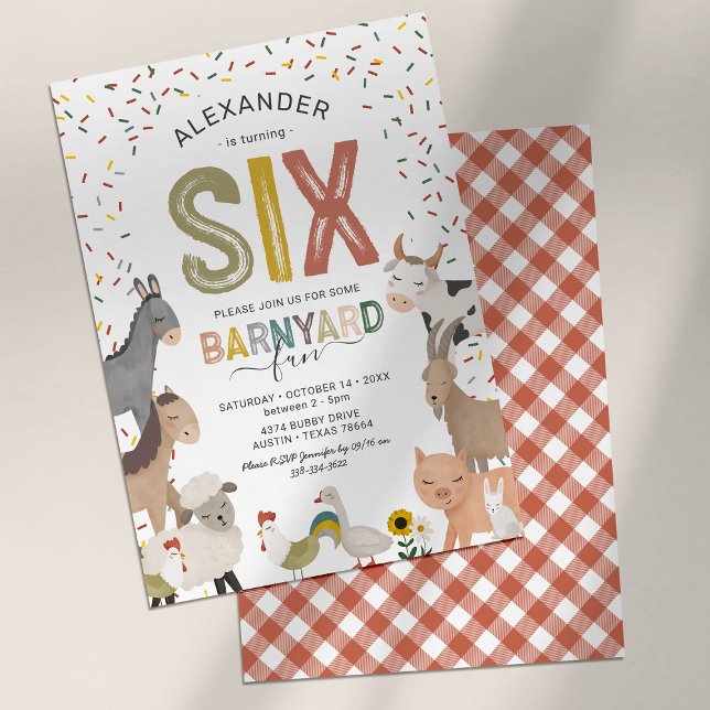 Cute Barnyard Farm 6th Birthday Invitation (Creator Uploaded)