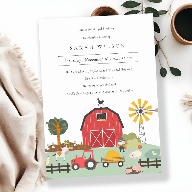 Cute Barnyard Farm Animal Any Age Birthday Invite (Creator Uploaded)