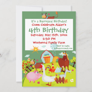 Cute Barnyard Farm Animals Birthday Invitations