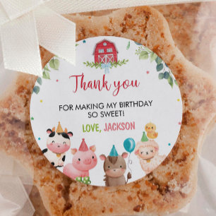 Cute Barnyard Farm Animals Birthday Labels