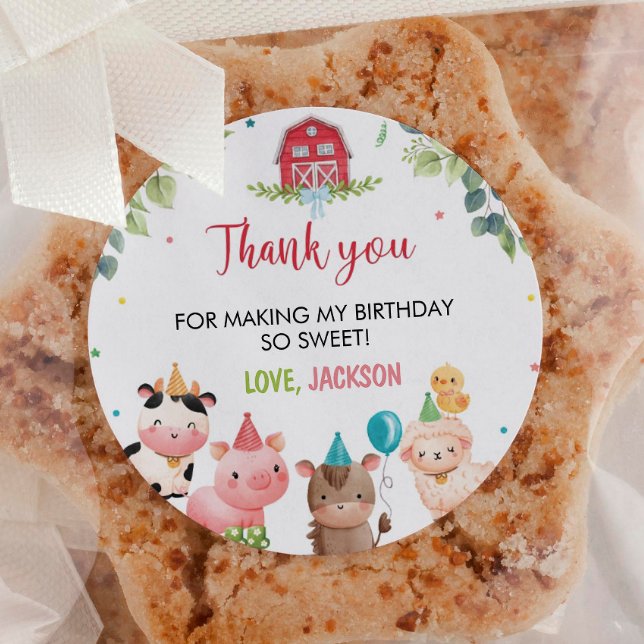 Cute Barnyard Farm Animals Birthday Labels (Creator Uploaded)
