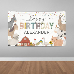Cute Barnyard Farm Birthday Banner