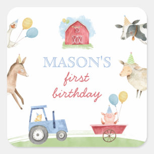 Cute Barnyard Farm Theme Party Favour Stickers