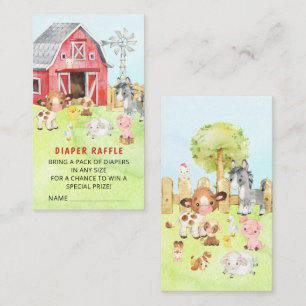 Cute Barnyard Friends Baby Shower Diaper Raffle Enclosure Card