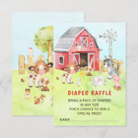 Cute Barnyard Friends Baby Shower Diaper Raffle