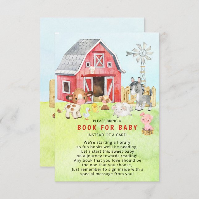 Cute Barnyard Friends Baby Shower Enclosure Card (Front/Back)