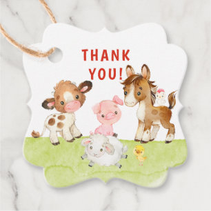 Cute Barnyard Friends Baby Shower Favour Tags
