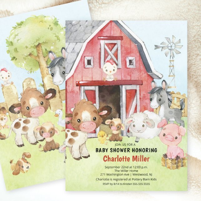Cute Barnyard Friends Baby Shower Invitation (Creator Uploaded)