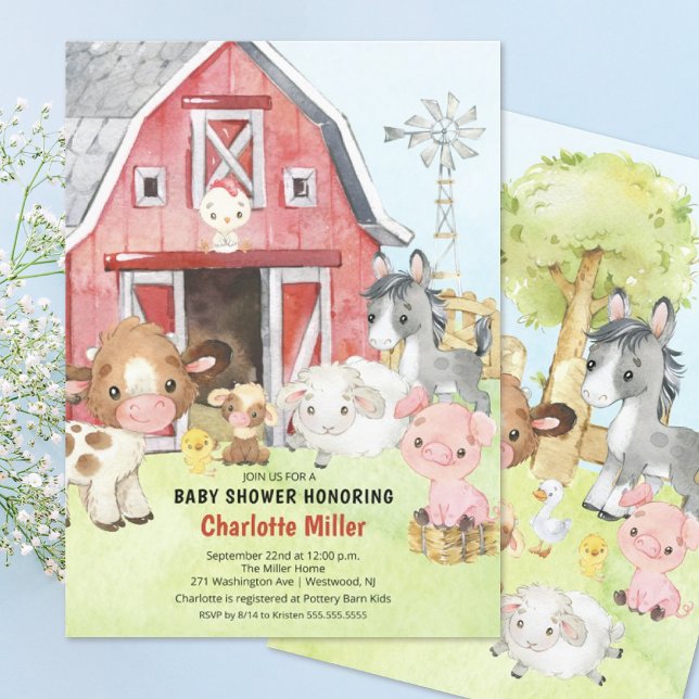 Cute Barnyard Friends Baby Shower Invitation (Creator Uploaded)