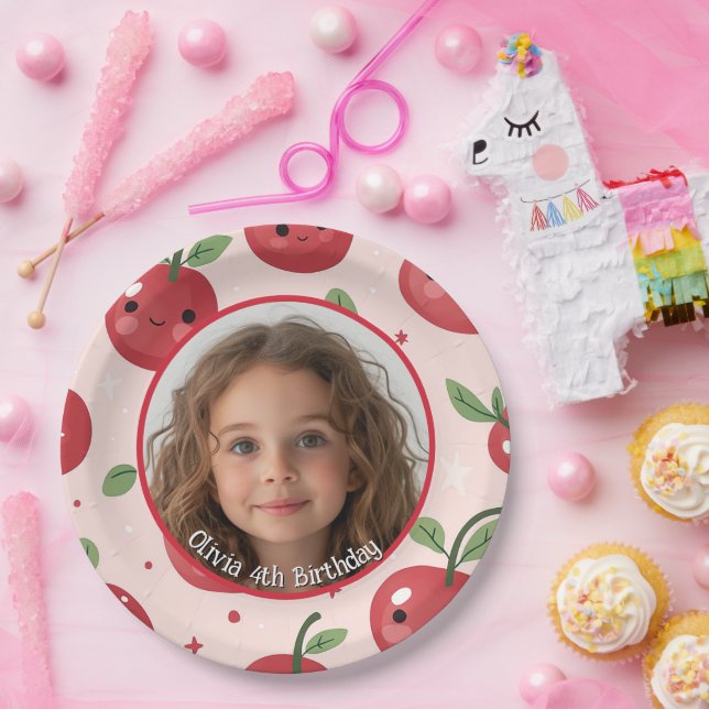Cute Barry Custom photo and name Paper Plate (Party)