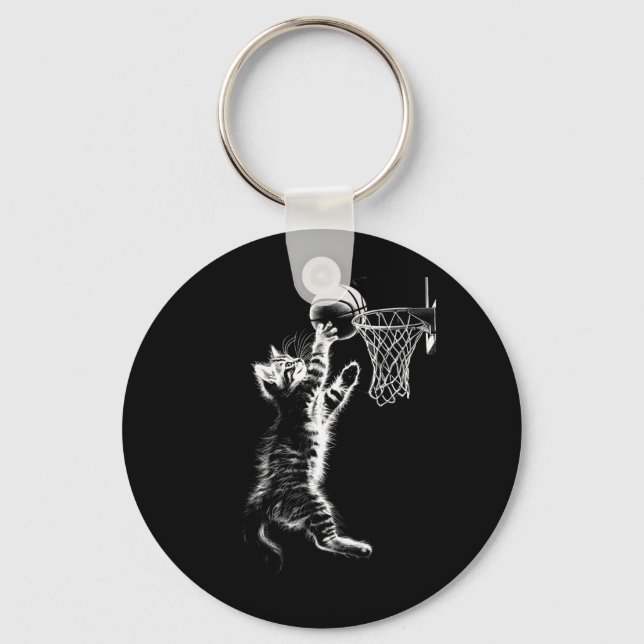 Cute Basball Cat Funny Cat Playing Basball Key Ring (Front)