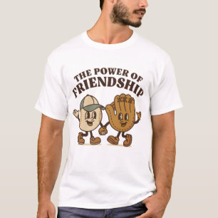 Cute Baseball and Glove Cartoon Graphic T-Shirt
