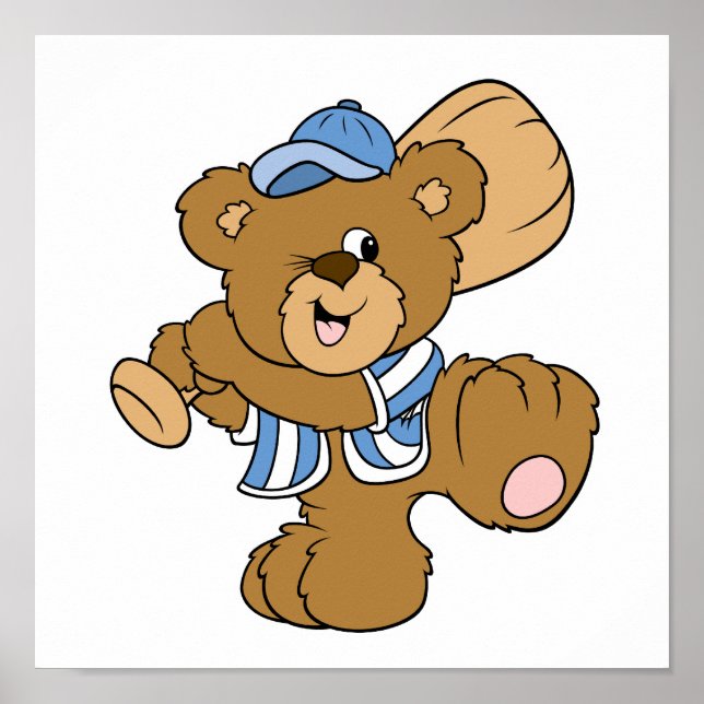 Cute Baseball Bear Poster (Front)