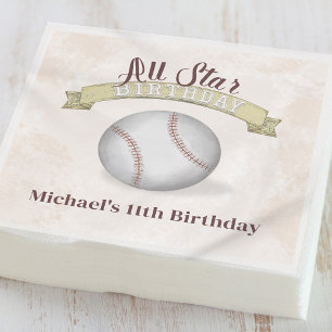 Cute Baseball Birthday Party Custom Napkin