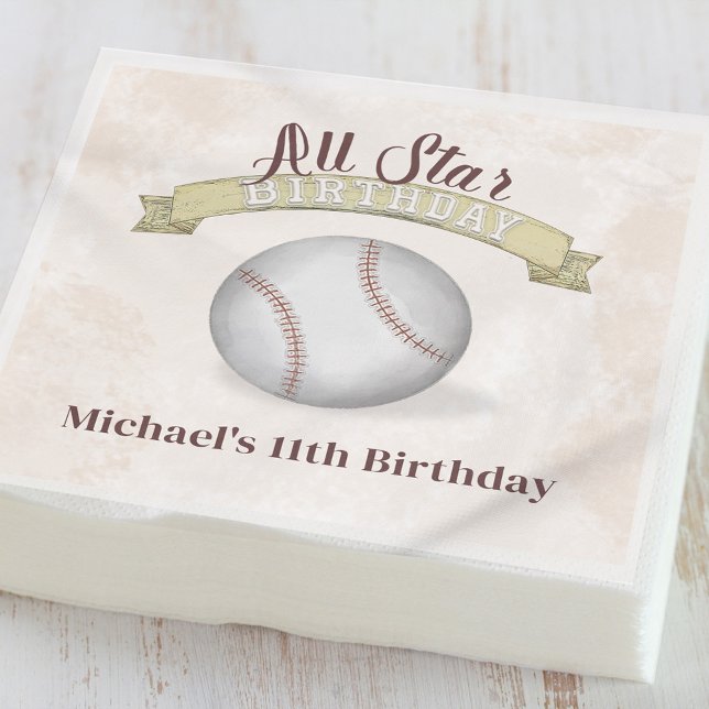 Cute Baseball Birthday Party Custom Napkin (Creator Uploaded)