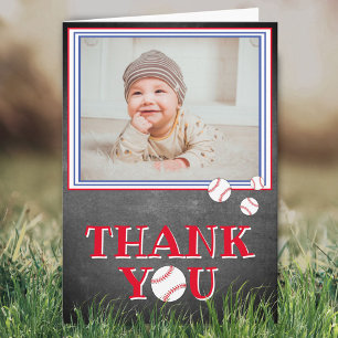 Cute Baseball Birthday Thank you Photo Card