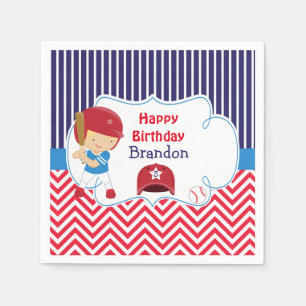 Cute Baseball Blonde Hair Boy Birthday Party Napkin