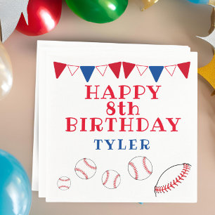 Cute Baseball Bunting Flag Ball Boy Birthday Party Napkin