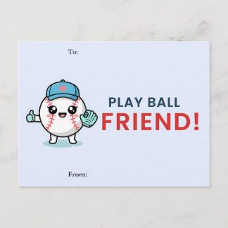 Cute Baseball Classroom Valentine Card