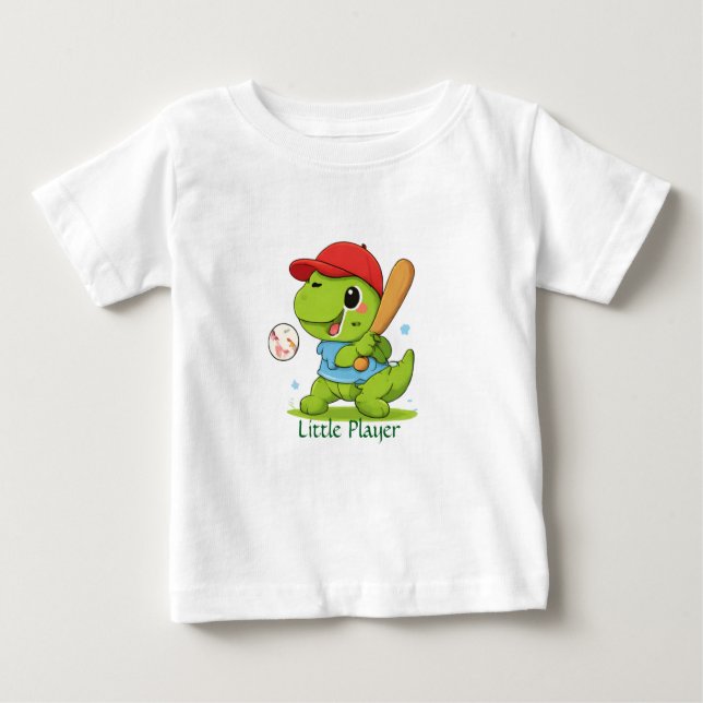Cute Baseball Dinosaur T-Rex Sports T-Shirt (Front)