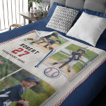 Cute Baseball Fan Personalised Sports Fleece Blanket<br><div class="desc">Show your grandchild how proud you are of their passion for baseball with this cute personalised sports fleece blanket. It features a unique photo collage of their favourite moments from the baseball diamond and their name and jersey number with the name of their team. It's the perfect way to encourage...</div>