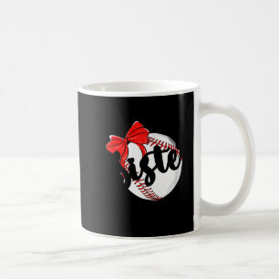 Cute Baseball Little Sister Biggest Fan Bow Coffee Mug