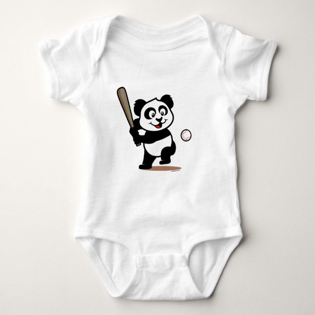 Cute Baseball Panda Baby Bodysuit (Front)