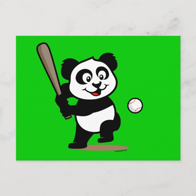 Cute Baseball Panda Postcard (Front)