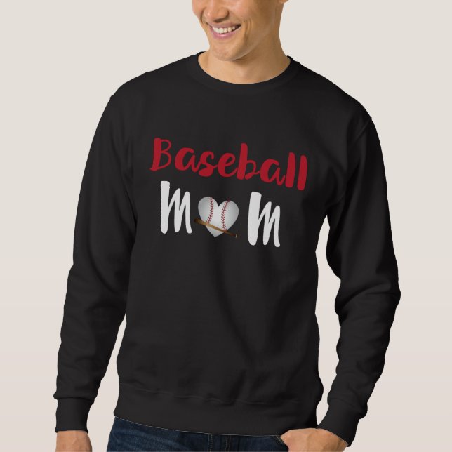 Cute Baseball Player Mom Heart Shape Baseball Fans Sweatshirt (Front)