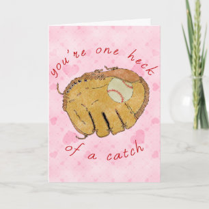 Cute Baseball Softball Valentine's Day Card