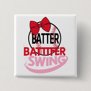 Cute Baseball-Themed "Batter Batter Swing" Design 15 Cm Square Badge