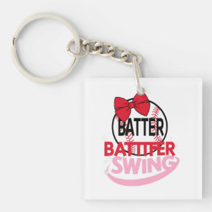 Cute Baseball-Themed "Batter Batter Swing" Design Key Ring