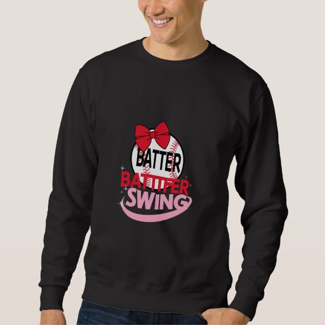  Cute Baseball-Themed "Batter Batter Swing" Design Sweatshirt (Front)