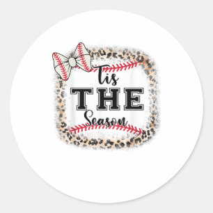 Cute Baseball Tis The Season Mum Sister Toddler Gi Classic Round Sticker